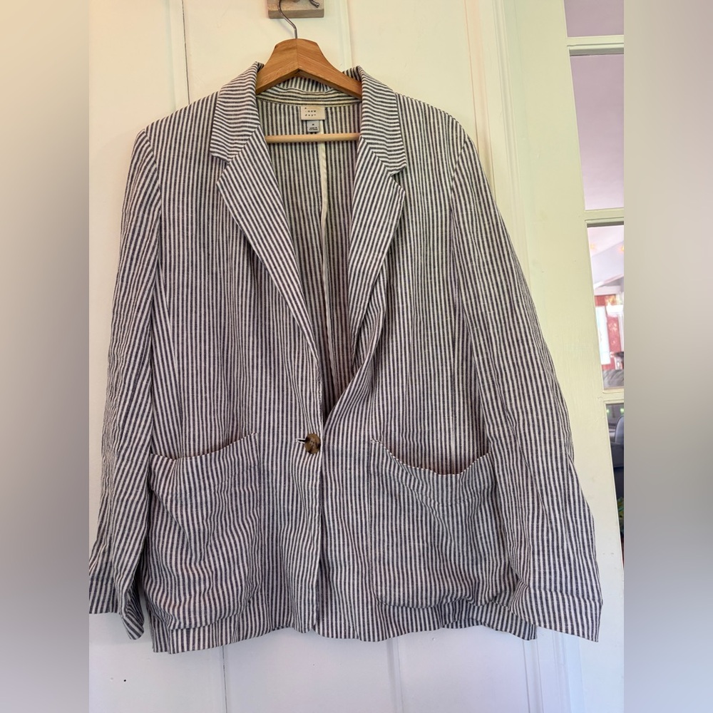 a new day Blue and White Pinstripe Blazer